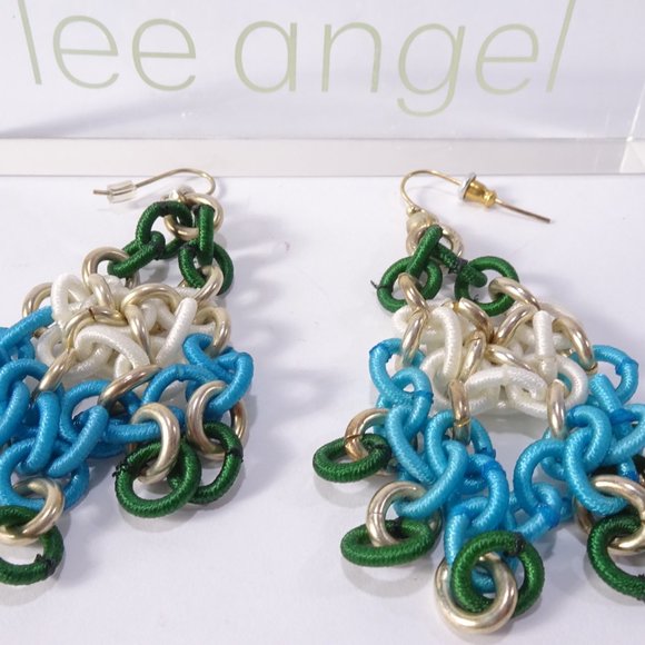 Lee Angel Neiman Marcus mesh Link Chandelier color block French Hook NWT 150 dus - Picture 3 of 15